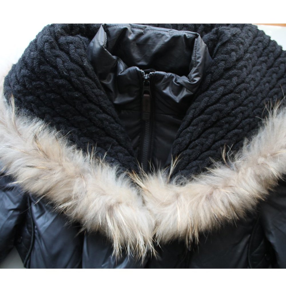 Rudsak Sophie Down Coat with Leather Belt / Small / Grey Black Down - Picture 6 of 16
